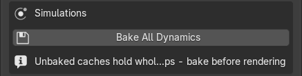 The Simulations box with the Bake All Dynamics button