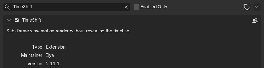 Preferences, Add-ons, with TimeShift 2.11.1 enabled and expanded