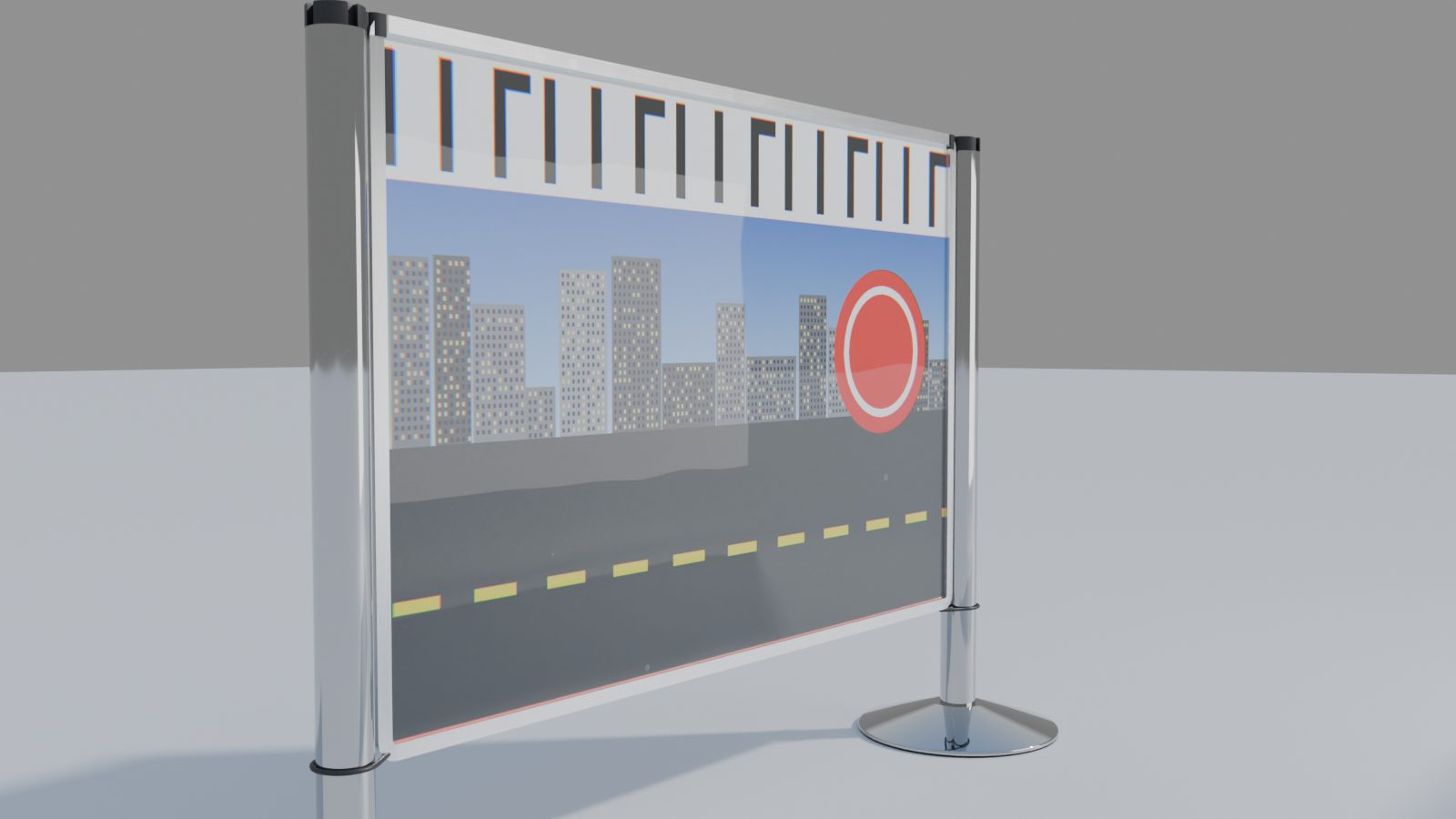 A printed panel seen at an angle: the picture sits behind glass with a soft reflection