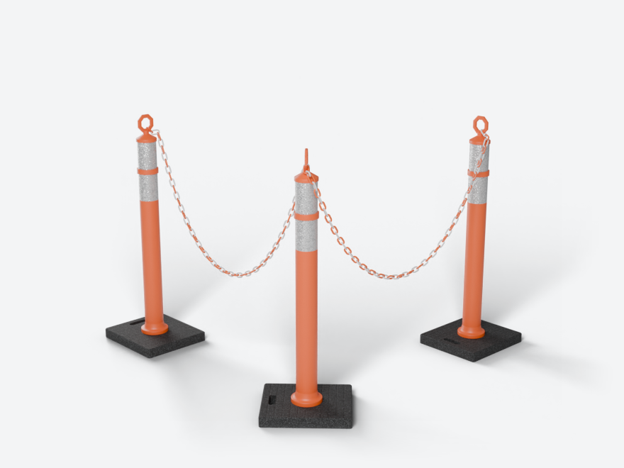 Delineator Post: three posts and their connector
