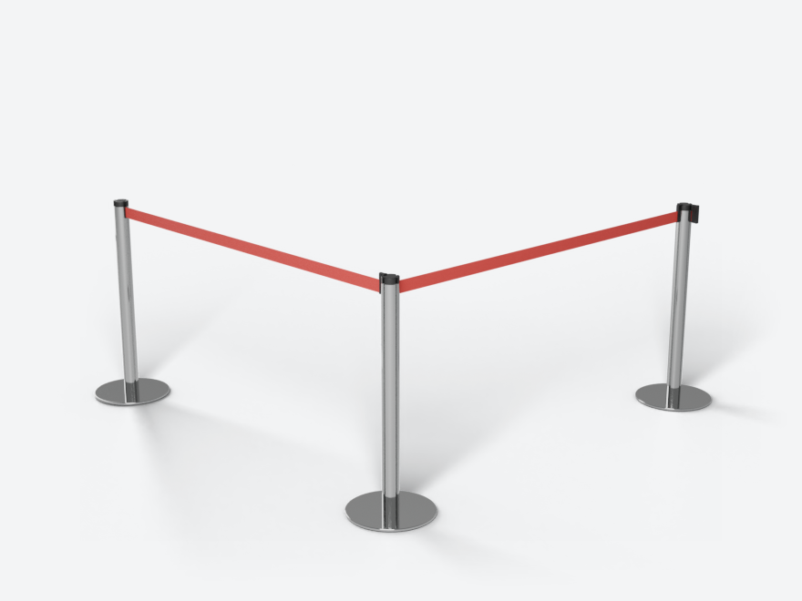 Disc Base Belt Stanchion: three posts and their connector