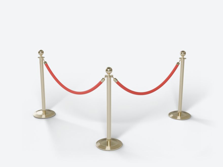 Classic Rope Stanchion: three posts and their connector